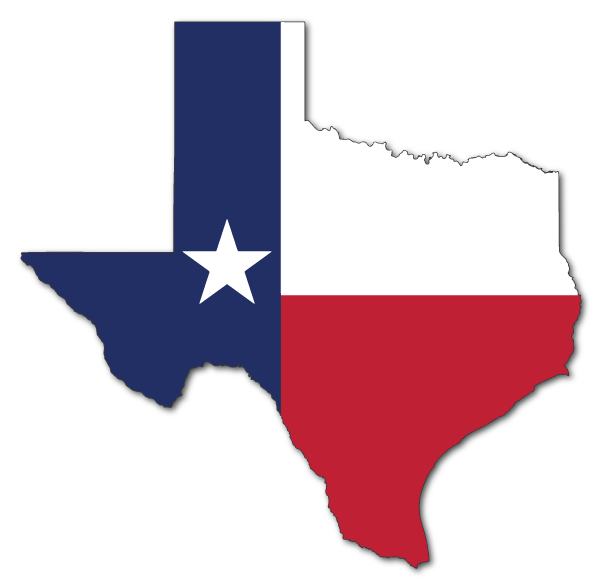 Texas flag in shape of state