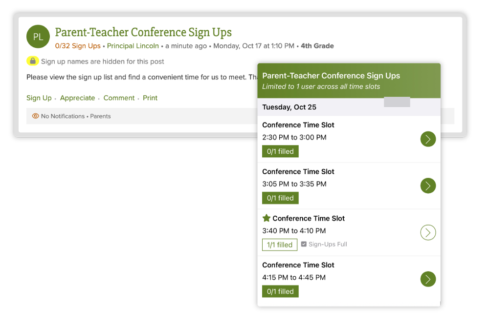 Conference Sign Ups