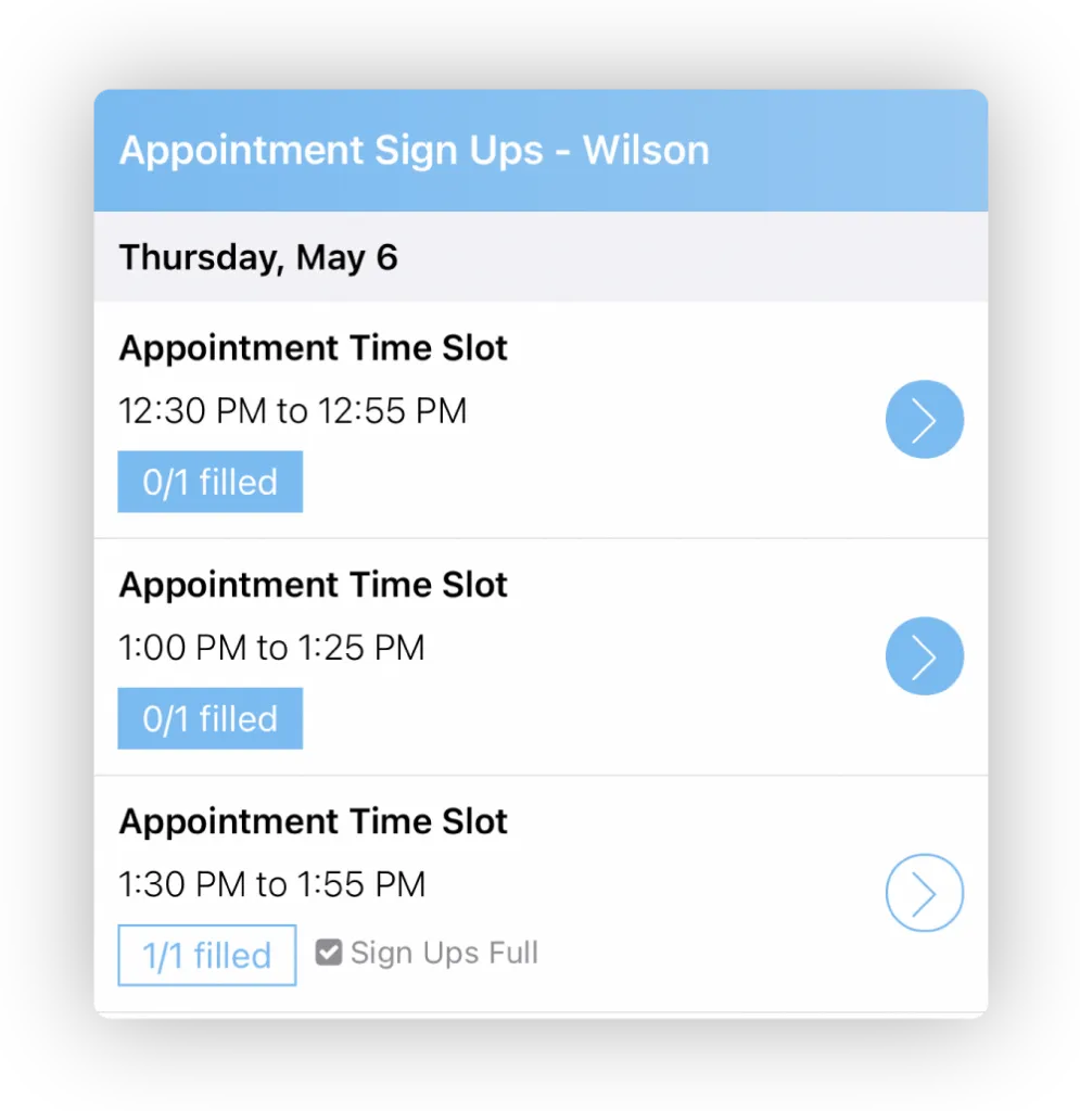 appointment signups