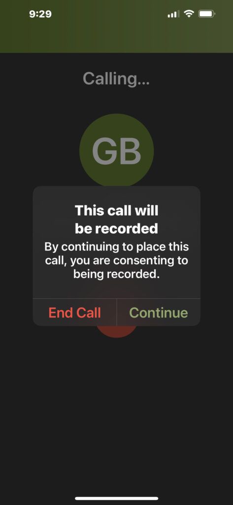 virtual phone call recording message