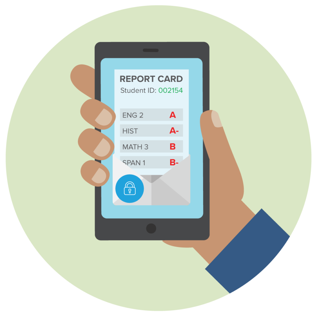 hand holding mobile device showing secure document