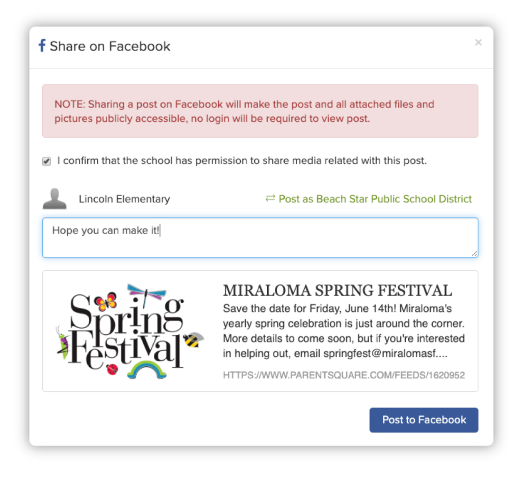 facebook sharing popup