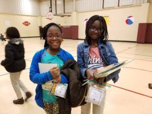 Sunnybrook School District students with books at