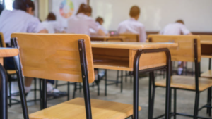 empty desk in classroom