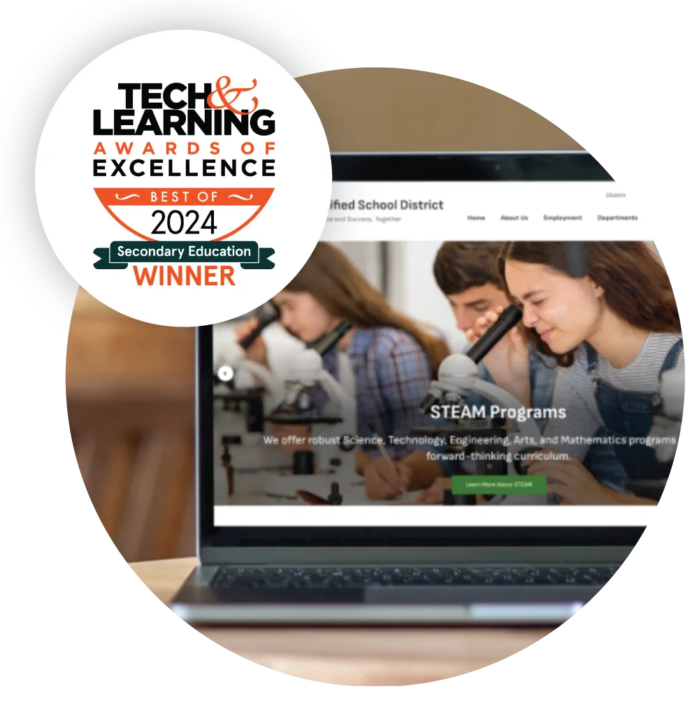 Award-winning K-12 school district website created with ParentSquare Smart Sites, mobile-friendly and fully integrated with the ParentSquare communication platform.