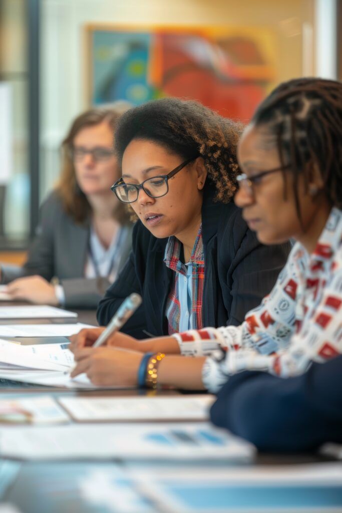 school administrators conduct a meeting in a professional setting