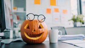 Office space decorated for Halloween