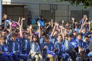 cheering students