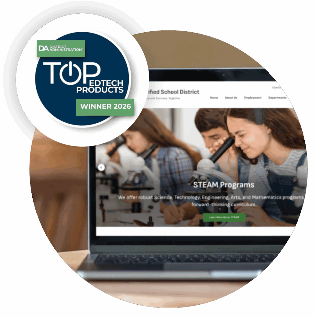 ParentSquare Smart Site with District Administration 2026 Top EdTech Products award badge