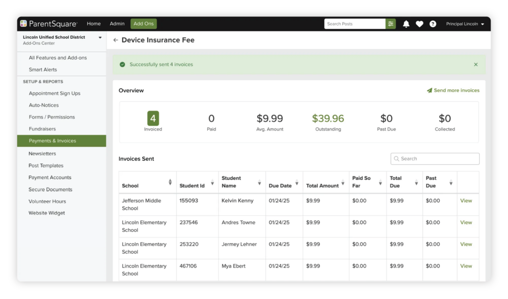 payments and invoices