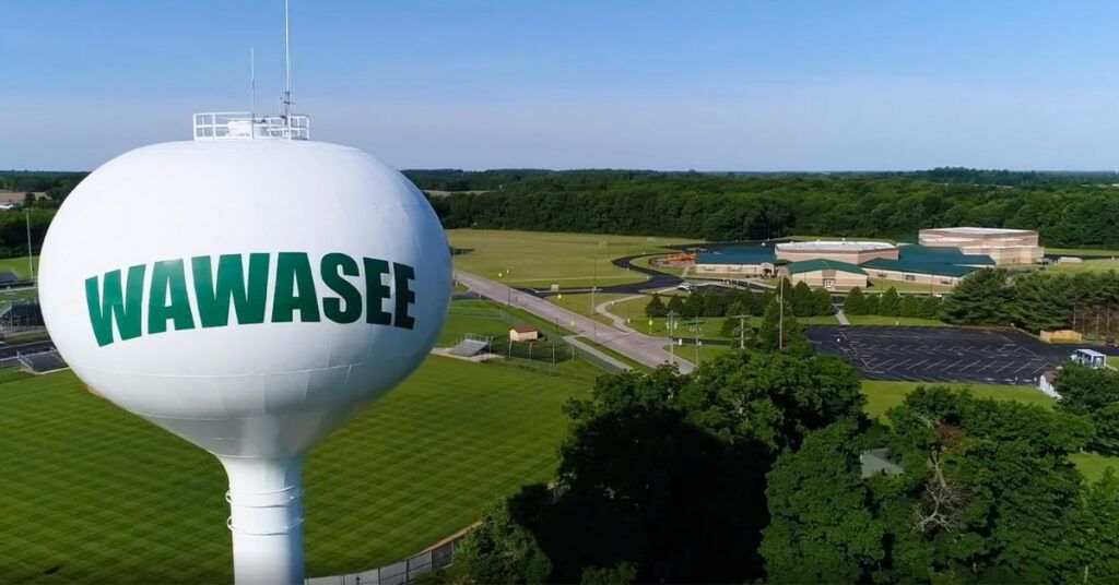 Wawasee logo on tower|||||||Wawasee athletics
