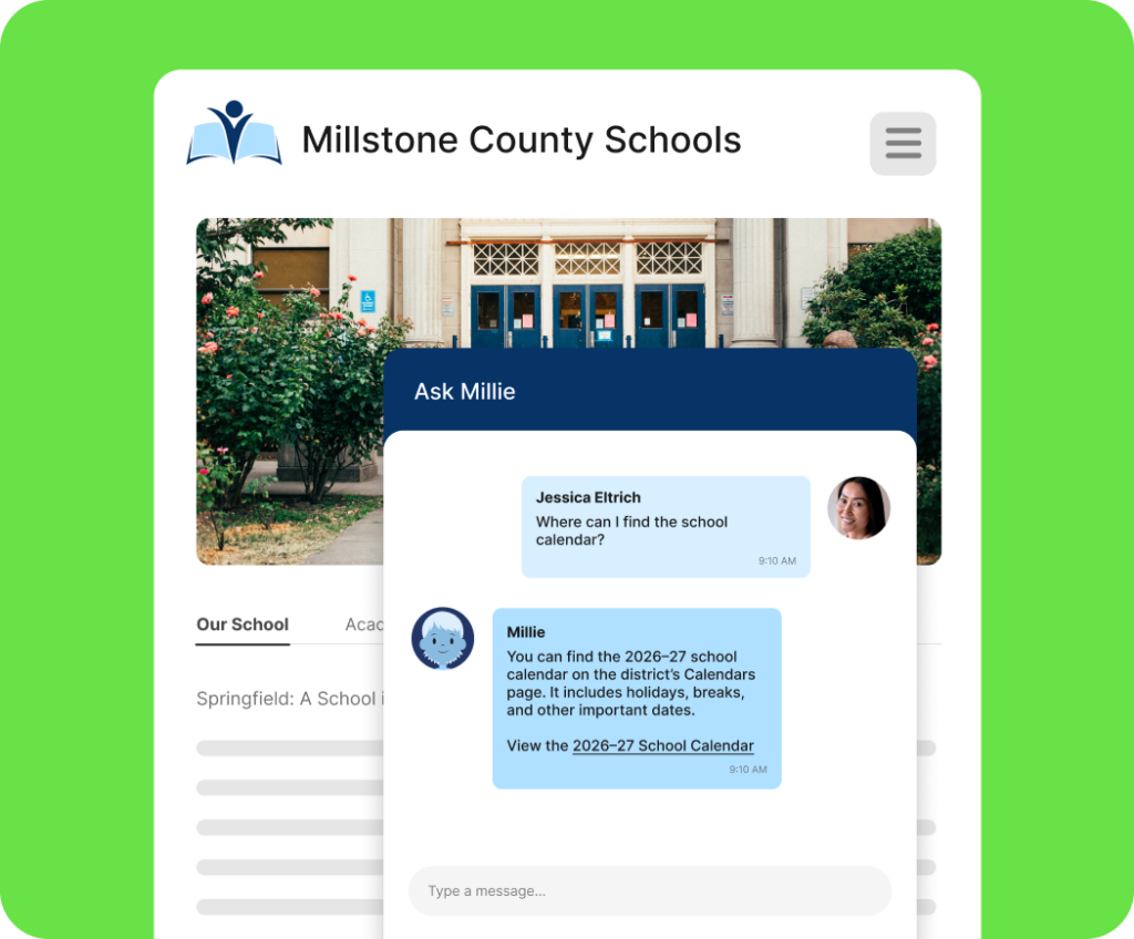 AI Assistant branded to match school district website