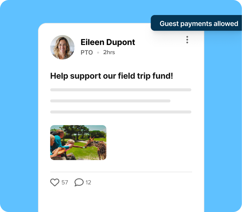 ParentSquare post providing details on and payment options for a class field trip