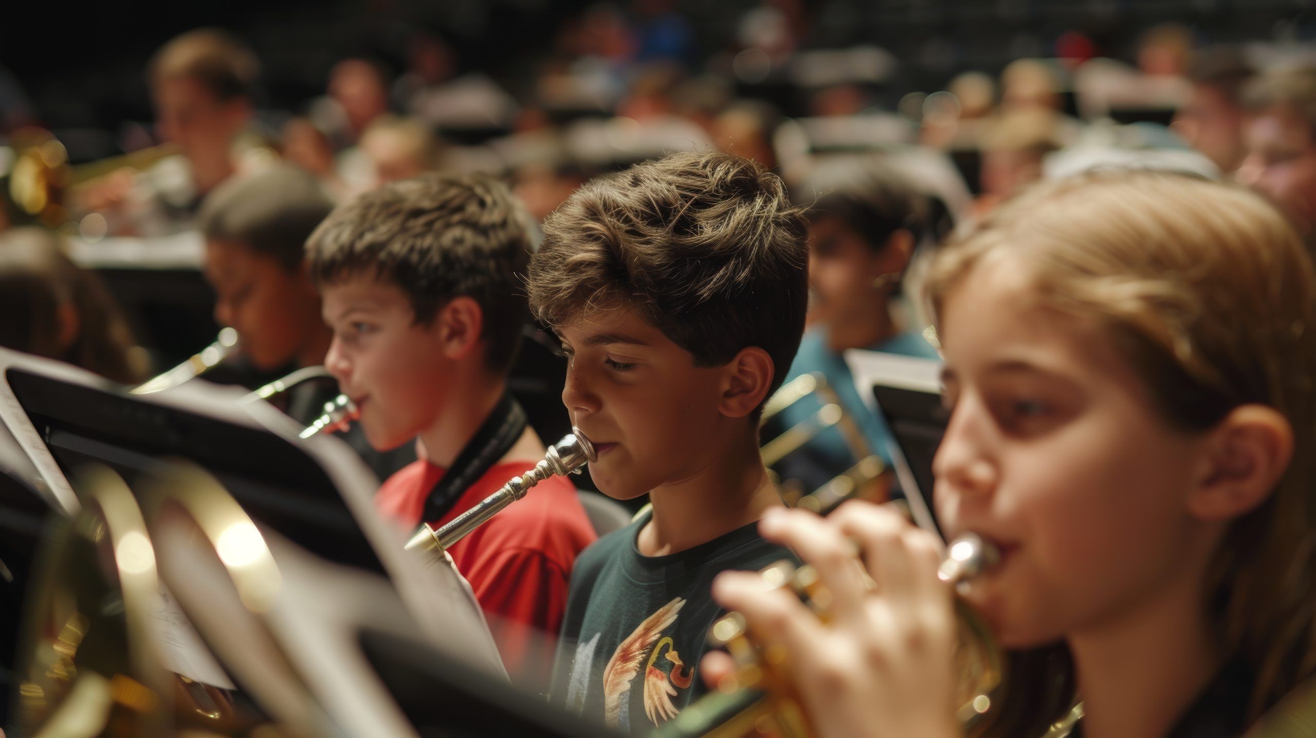 High school students rehearse for a band competition